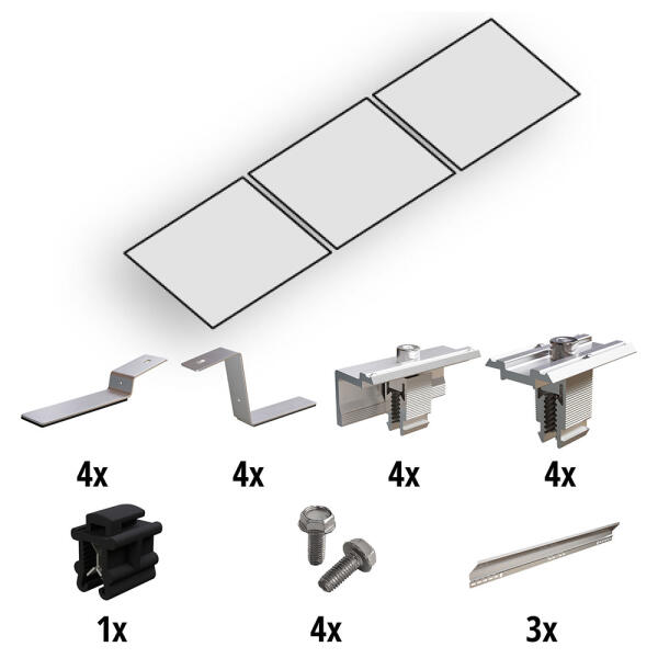 Prior PV flat roof mounting set 3x1 solar module