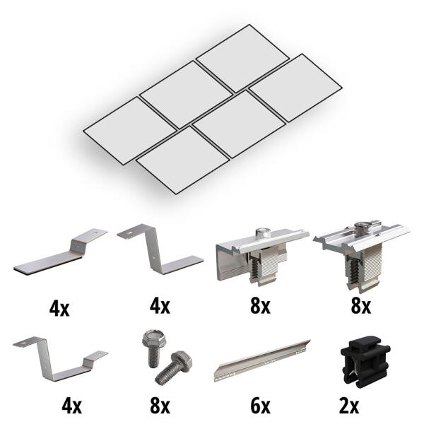 Prior PV Flachdach-Aufständerungs-Set 3x2 Solarmodule