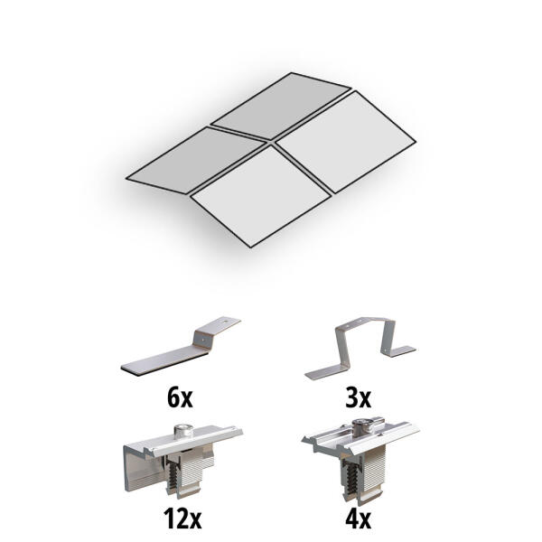 Prior PV East-West flat roof mounting set 2x2 solar modules