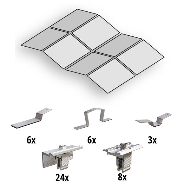 Prior PV Ost-West Flachdach-Aufständerungs-Set 4x2 Solarmodule